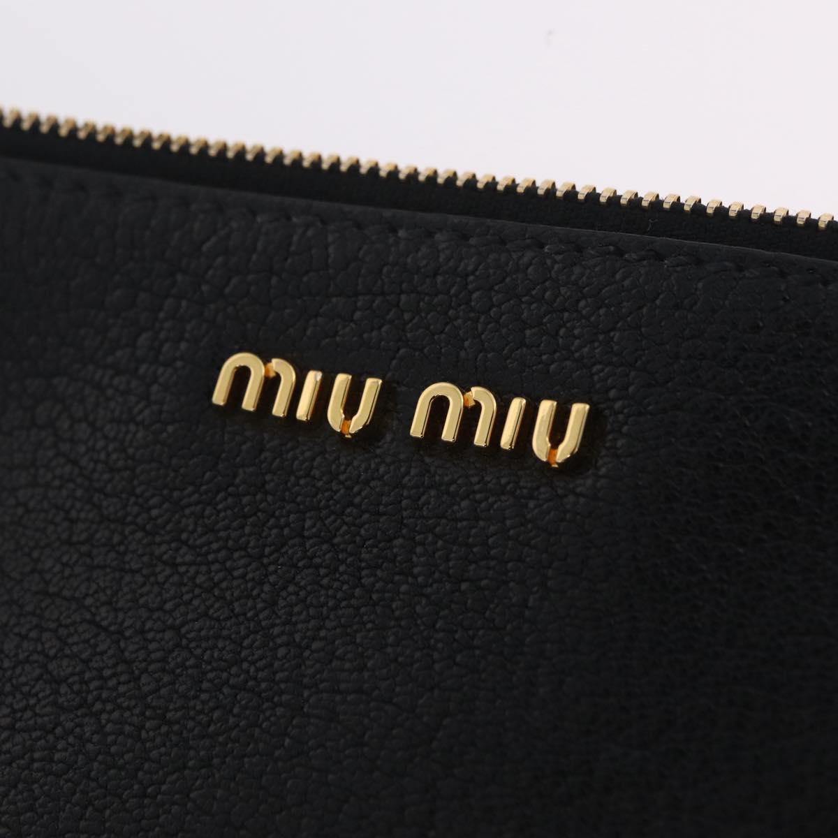 Miu Miu Tote Bag Leather Black Gold Auth ka6883V
