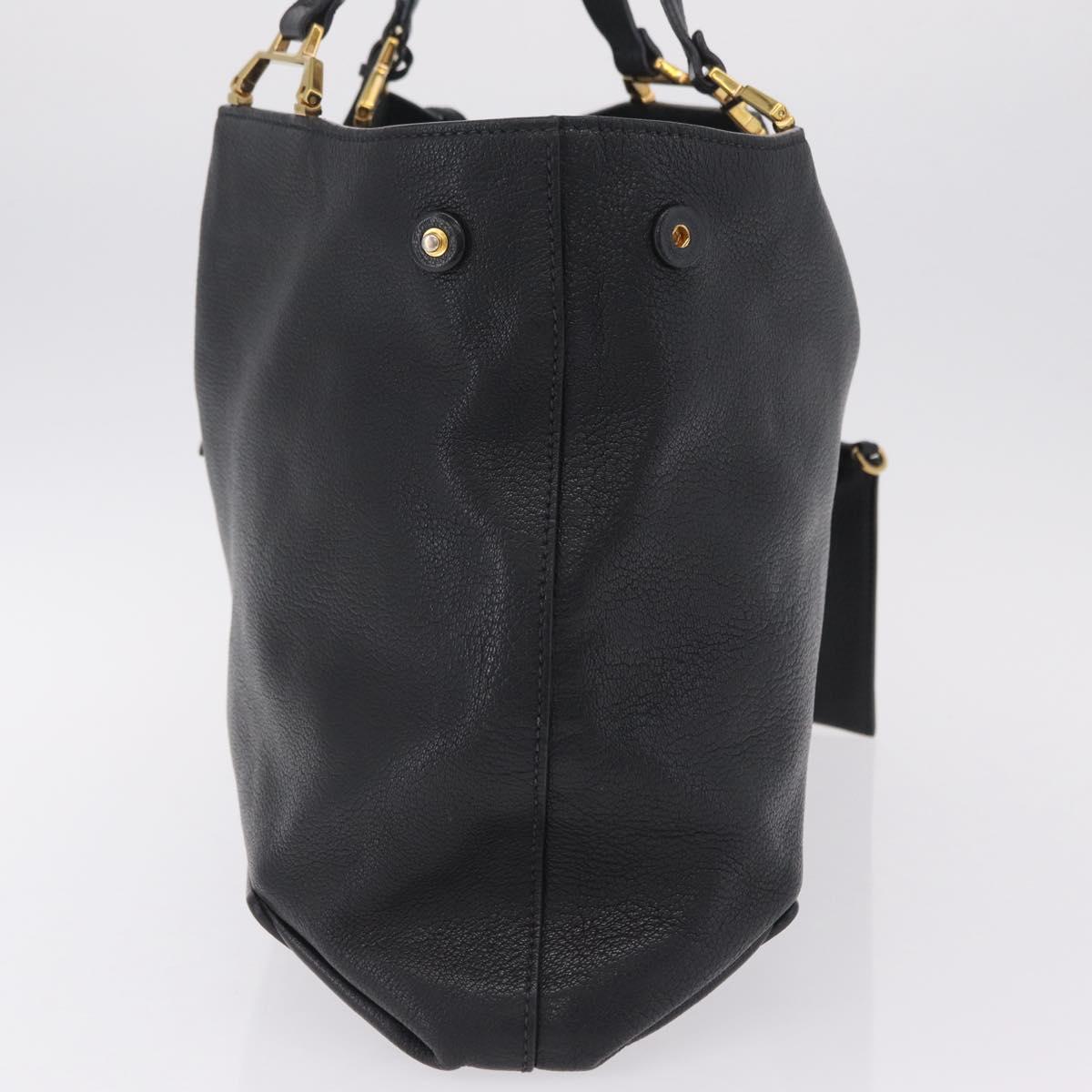 Miu Miu Tote Bag Leather Black Gold Auth ka6883V