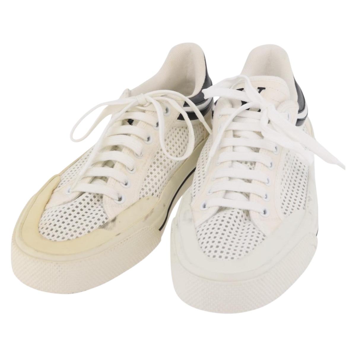 LOUIS VUITTON Sneakers Canvas Leather 7 White LV Auth ka6887