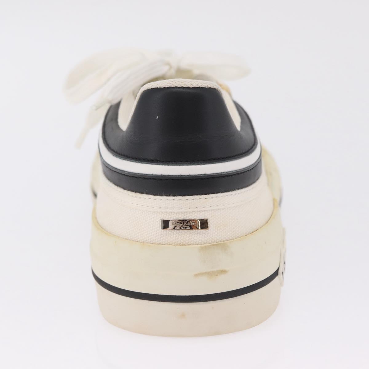LOUIS VUITTON Sneakers Canvas Leather 7 White LV Auth ka6887
