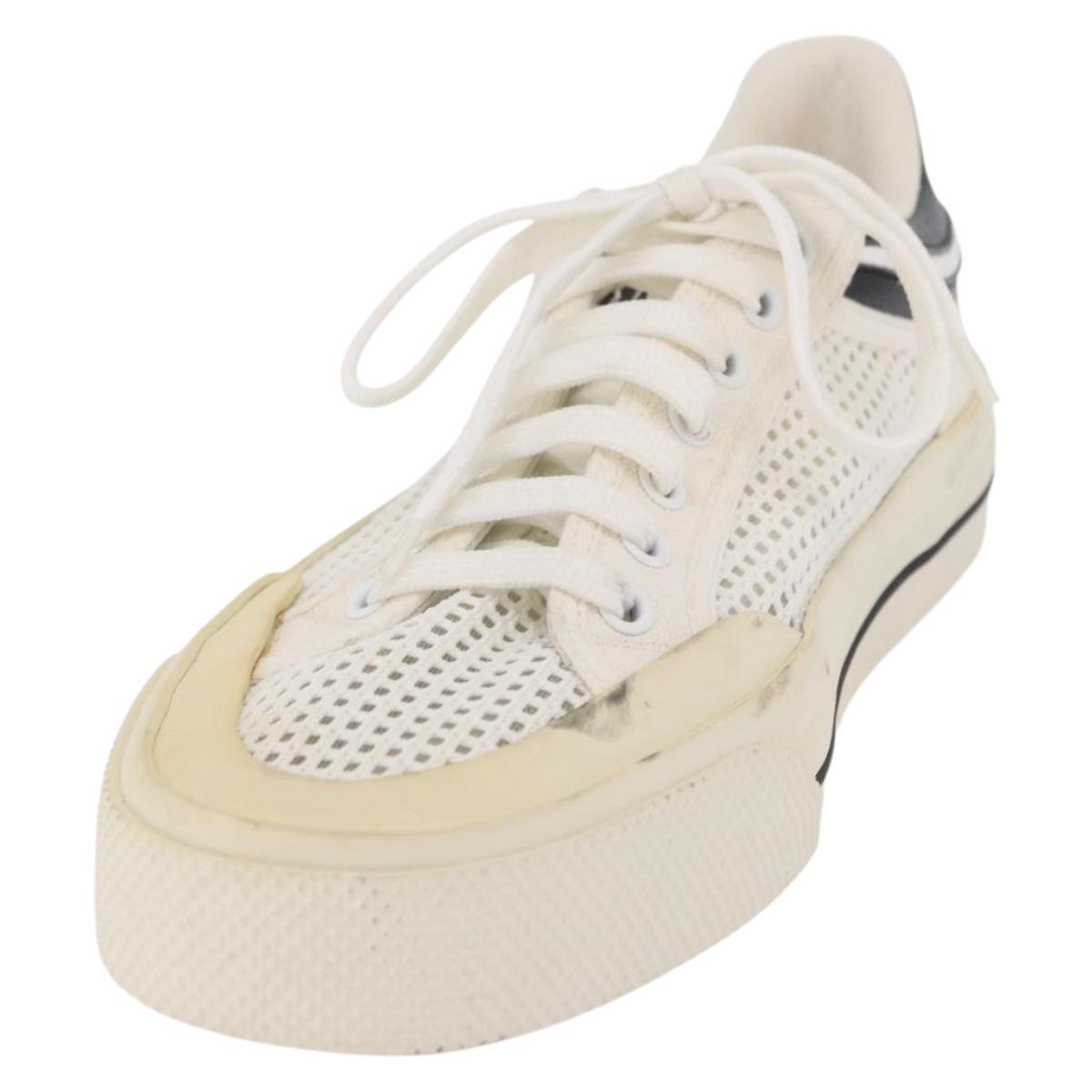 LOUIS VUITTON Sneakers Canvas Leather 7 White LV Auth ka6887