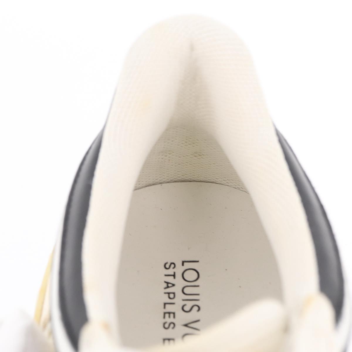 LOUIS VUITTON Sneakers Canvas Leather 7 White LV Auth ka6887