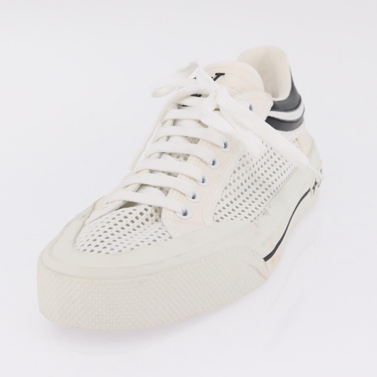 LOUIS VUITTON Sneakers Canvas Leather 7 White LV Auth ka6887