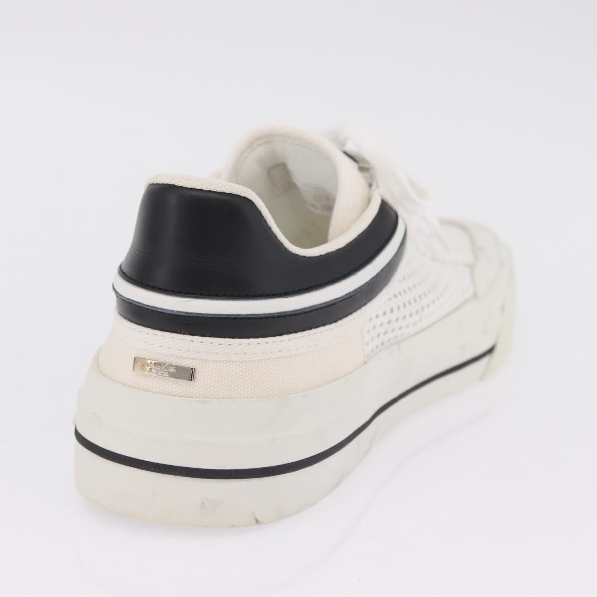LOUIS VUITTON Sneakers Canvas Leather 7 White LV Auth ka6887