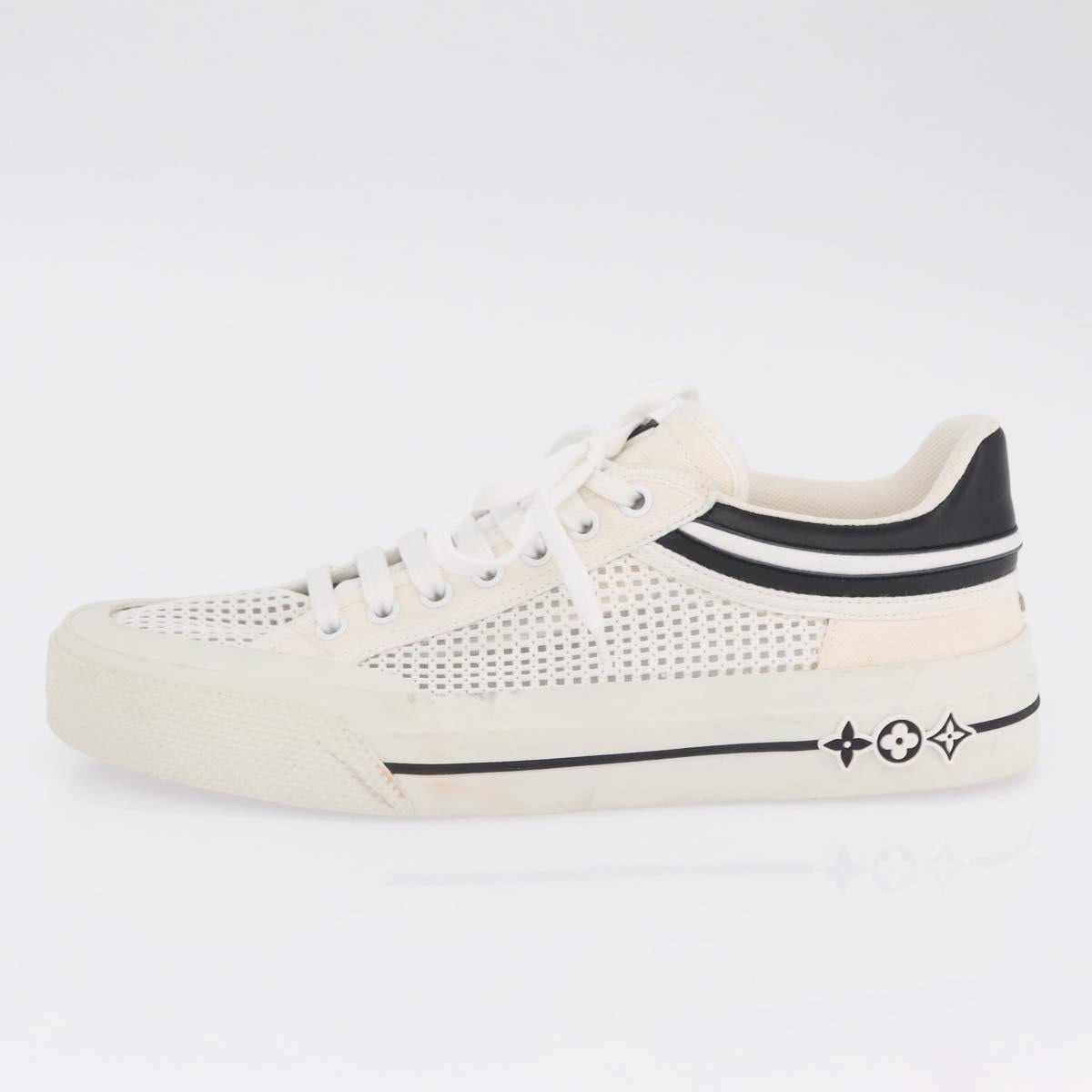 LOUIS VUITTON Sneakers Canvas Leather 7 White LV Auth ka6887