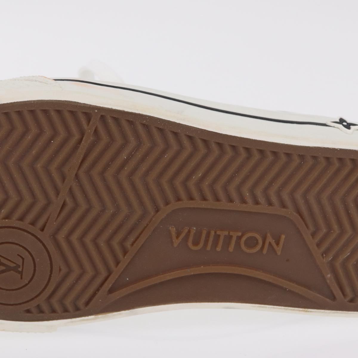 LOUIS VUITTON Sneakers Canvas Leather 7 White LV Auth ka6887