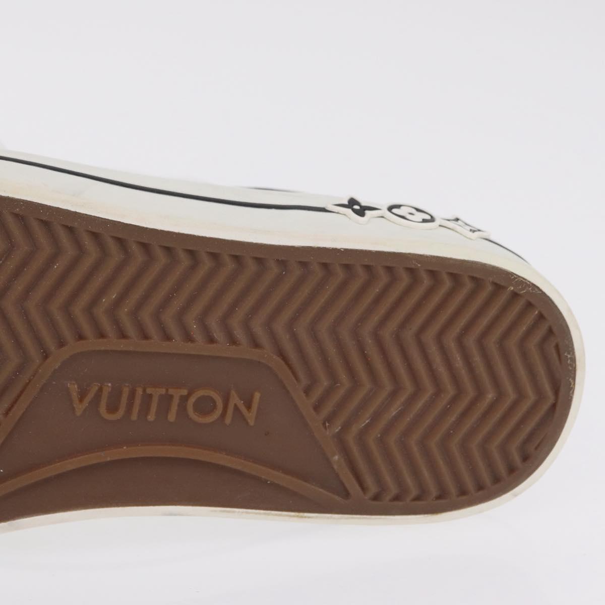 LOUIS VUITTON Sneakers Canvas Leather 7 White LV Auth ka6887