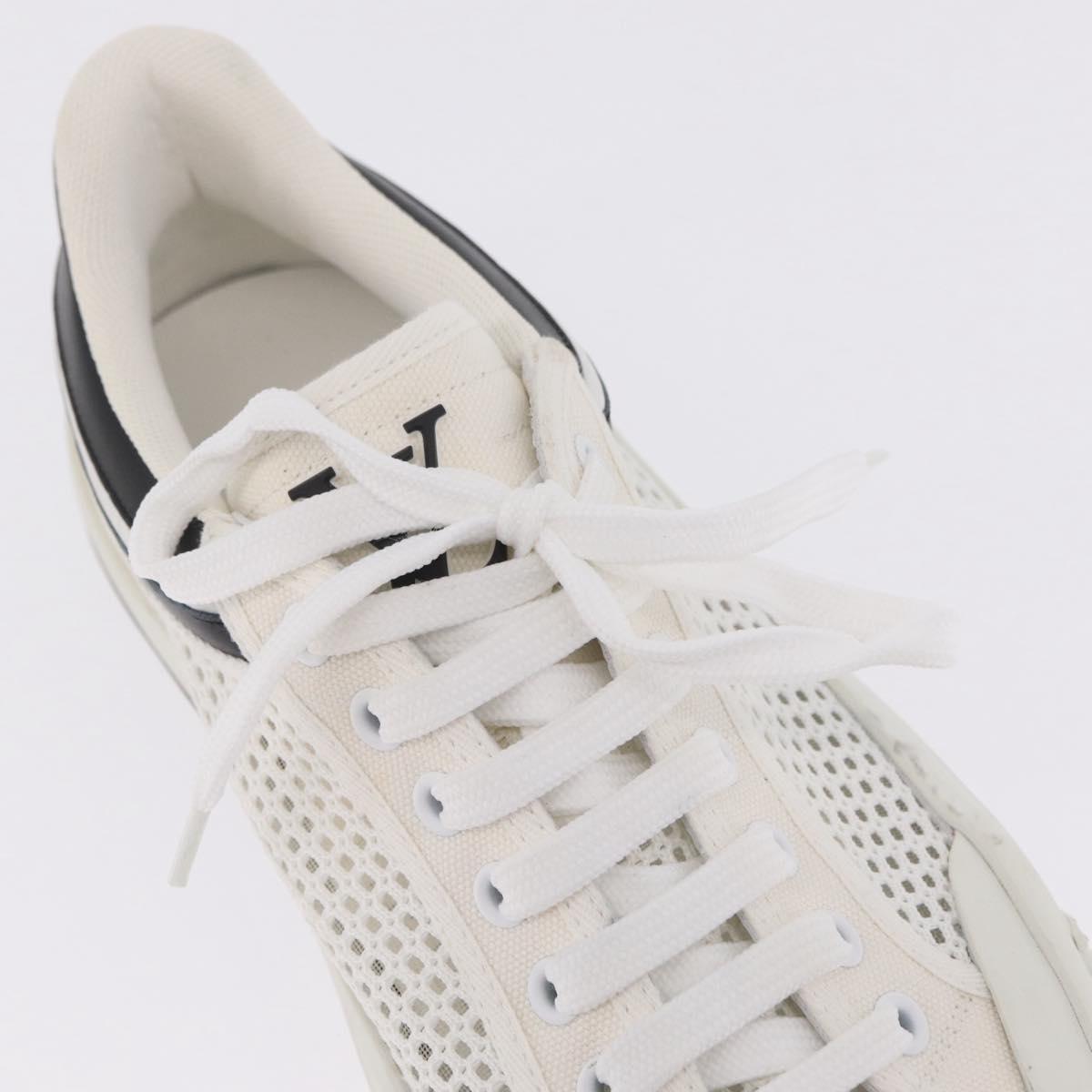 LOUIS VUITTON Sneakers Canvas Leather 7 White LV Auth ka6887