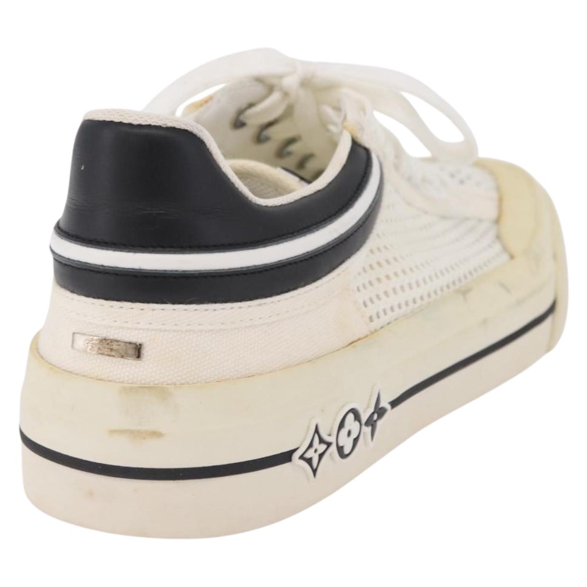 LOUIS VUITTON Sneakers Canvas Leather 7 White LV Auth ka6887