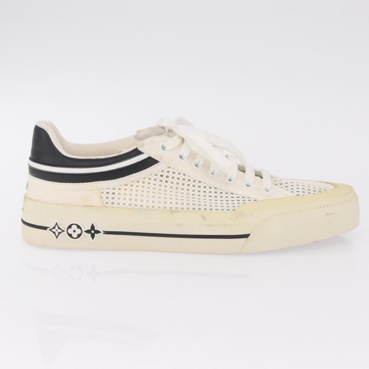 LOUIS VUITTON Sneakers Canvas Leather 7 White LV Auth ka6887