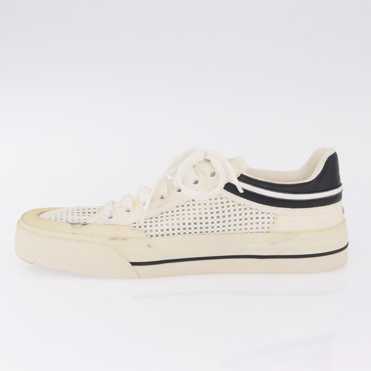 LOUIS VUITTON Sneakers Canvas Leather 7 White LV Auth ka6887