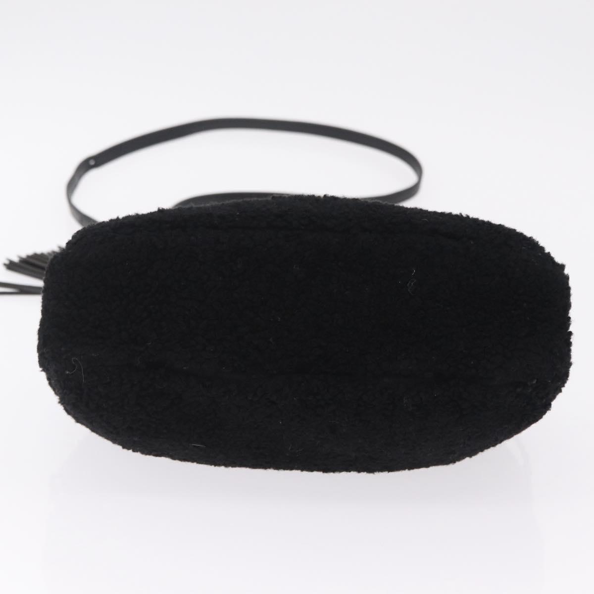 Saint Laurent Lou Camera Bag Leather Mouton Black Silver Auth ka6888A