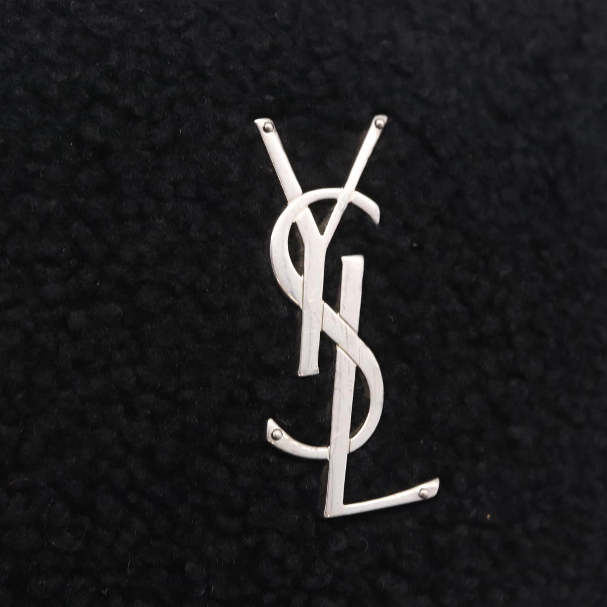 Saint Laurent Lou Camera Bag Leather Mouton Black Silver Auth ka6888A