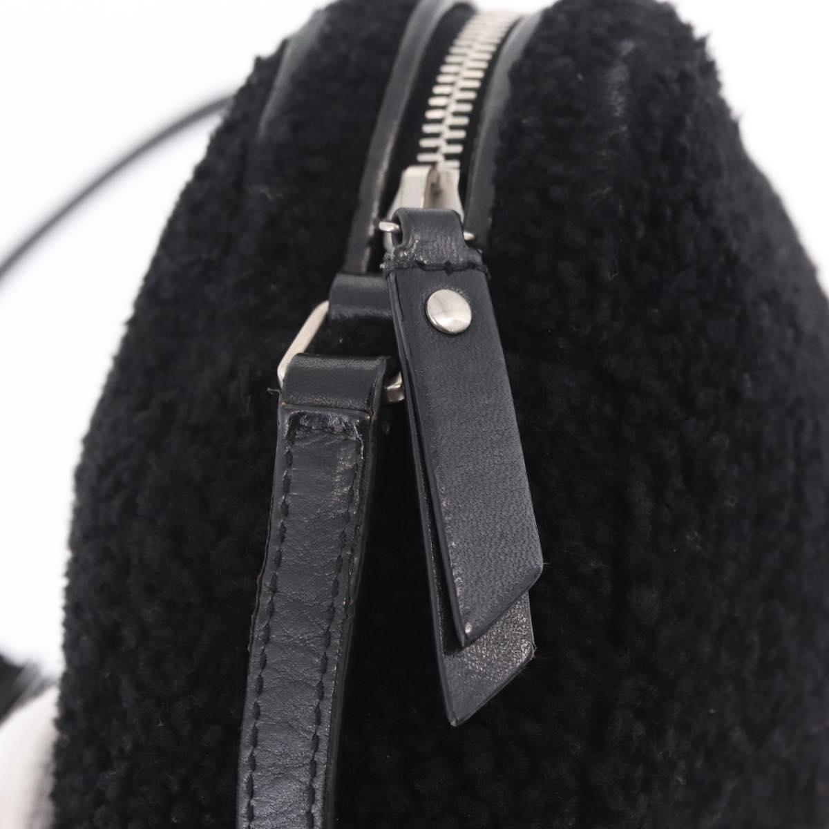 Saint Laurent Lou Camera Bag Leather Mouton Black Silver Auth ka6888A
