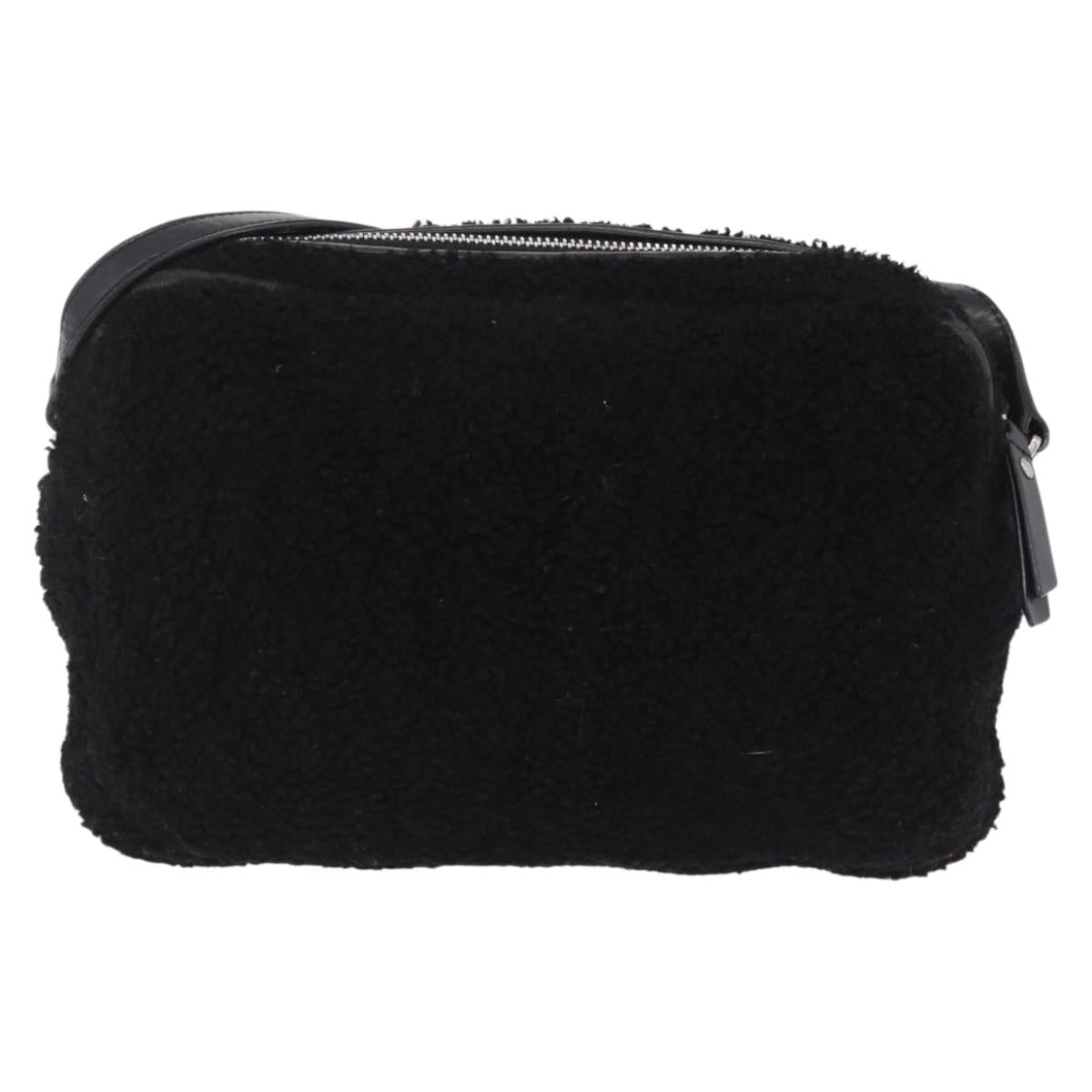 Saint Laurent Lou Camera Bag Leather Mouton Black Silver Auth ka6888A