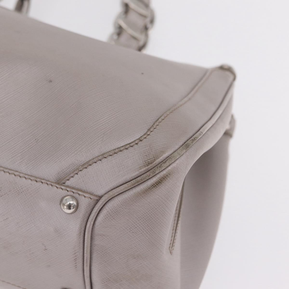 Salvatore Ferragamo Gancini Tote Bag Leather Beige Silver Auth ka6889