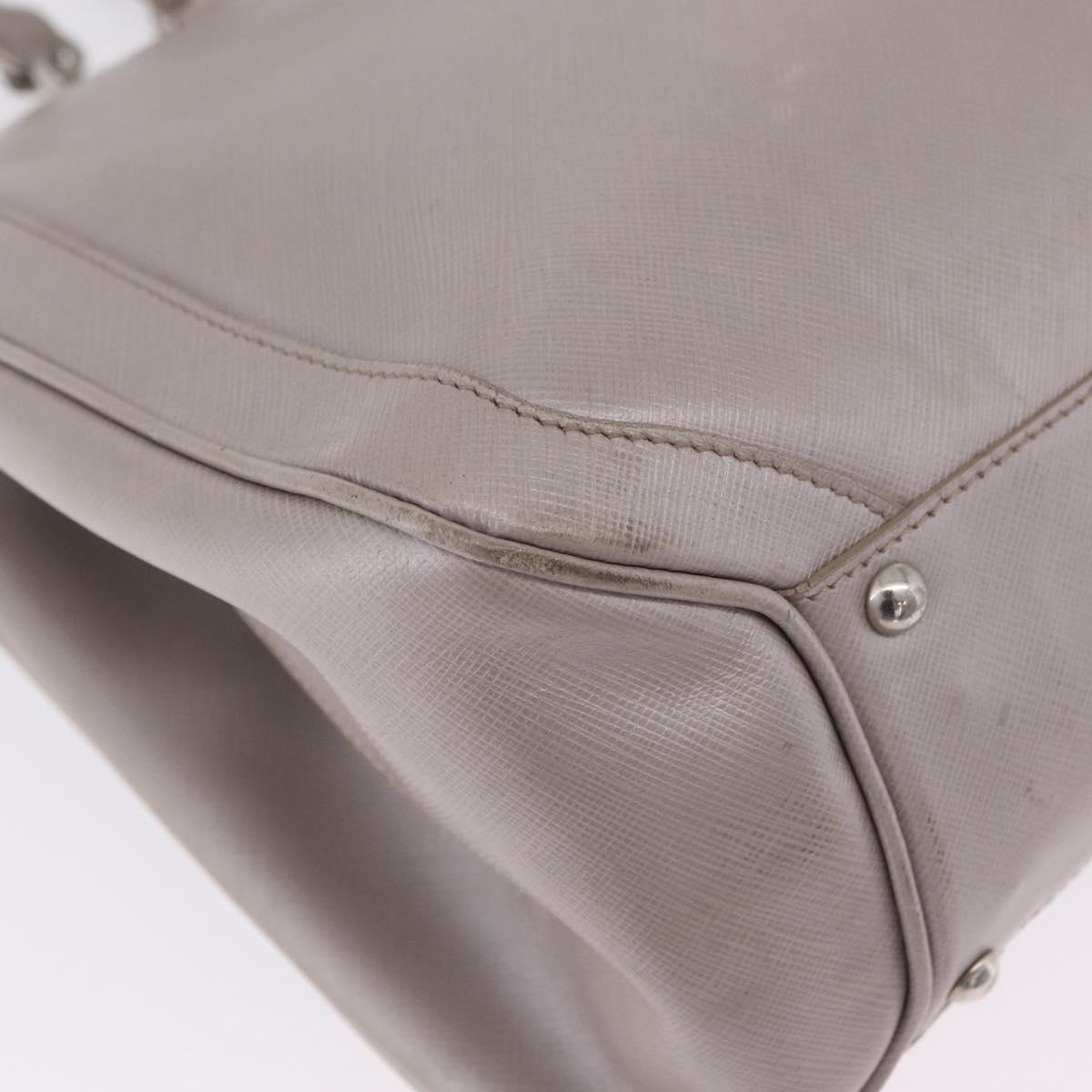 Salvatore Ferragamo Gancini Tote Bag Leather Beige Silver Auth ka6889