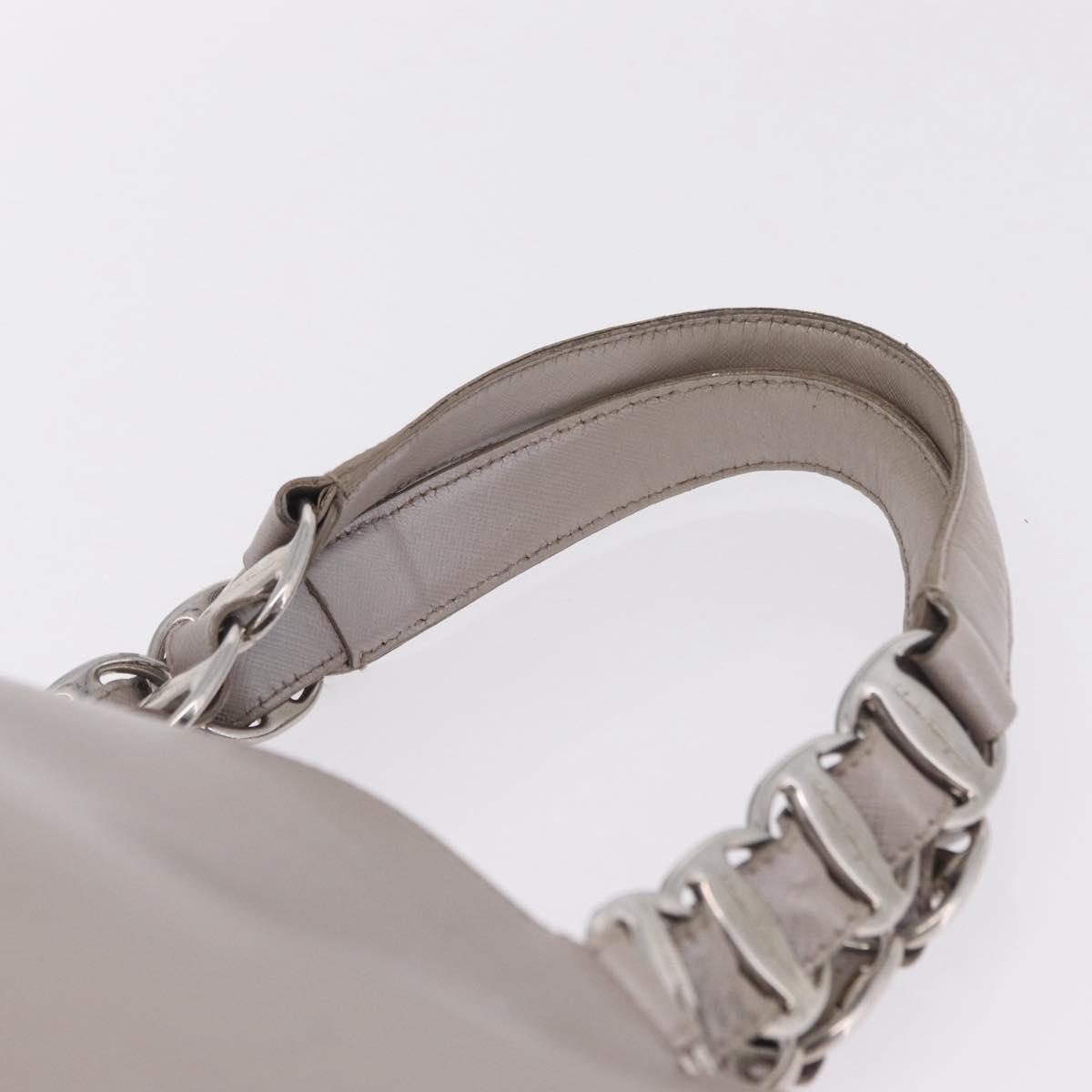Salvatore Ferragamo Gancini Tote Bag Leather Beige Silver Auth ka6889