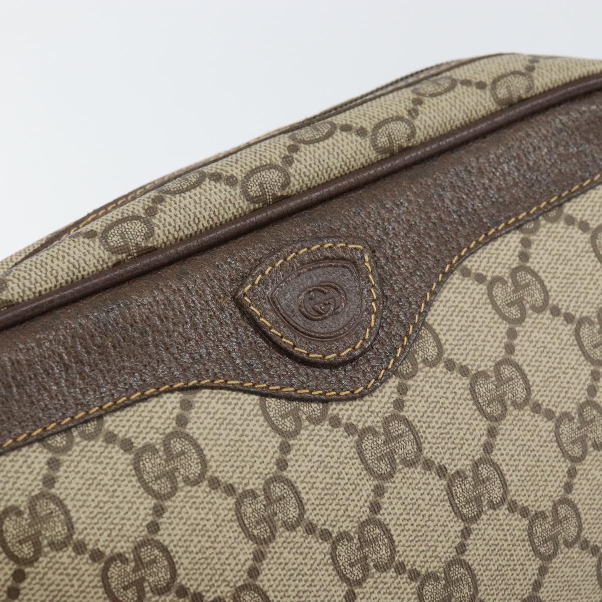 GUCCI GG Supreme Clutch Bag PVC Beige Gold 014 89 0094 Auth ka689