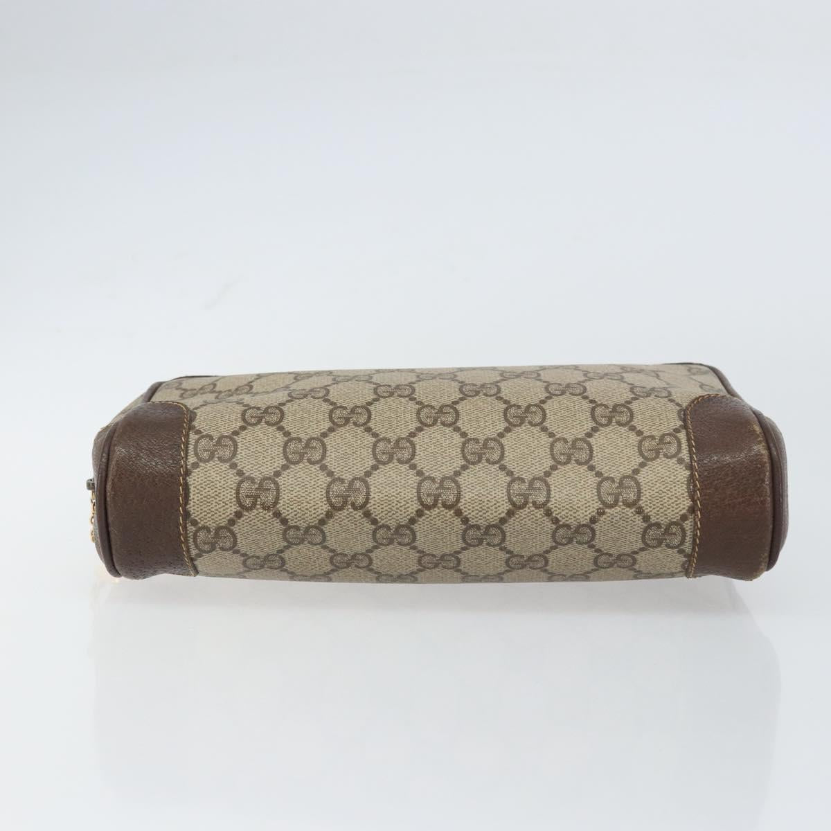 GUCCI GG Supreme Clutch Bag PVC Beige Gold 014 89 0094 Auth ka689