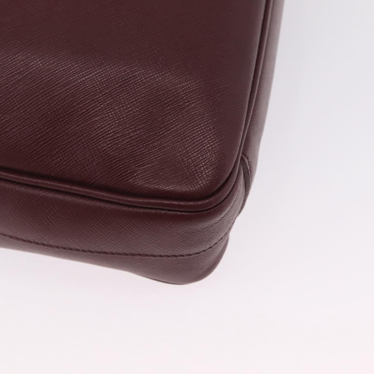 PRADA Business Bag Saffiano leather Bordeaux Silver Auth ka6891