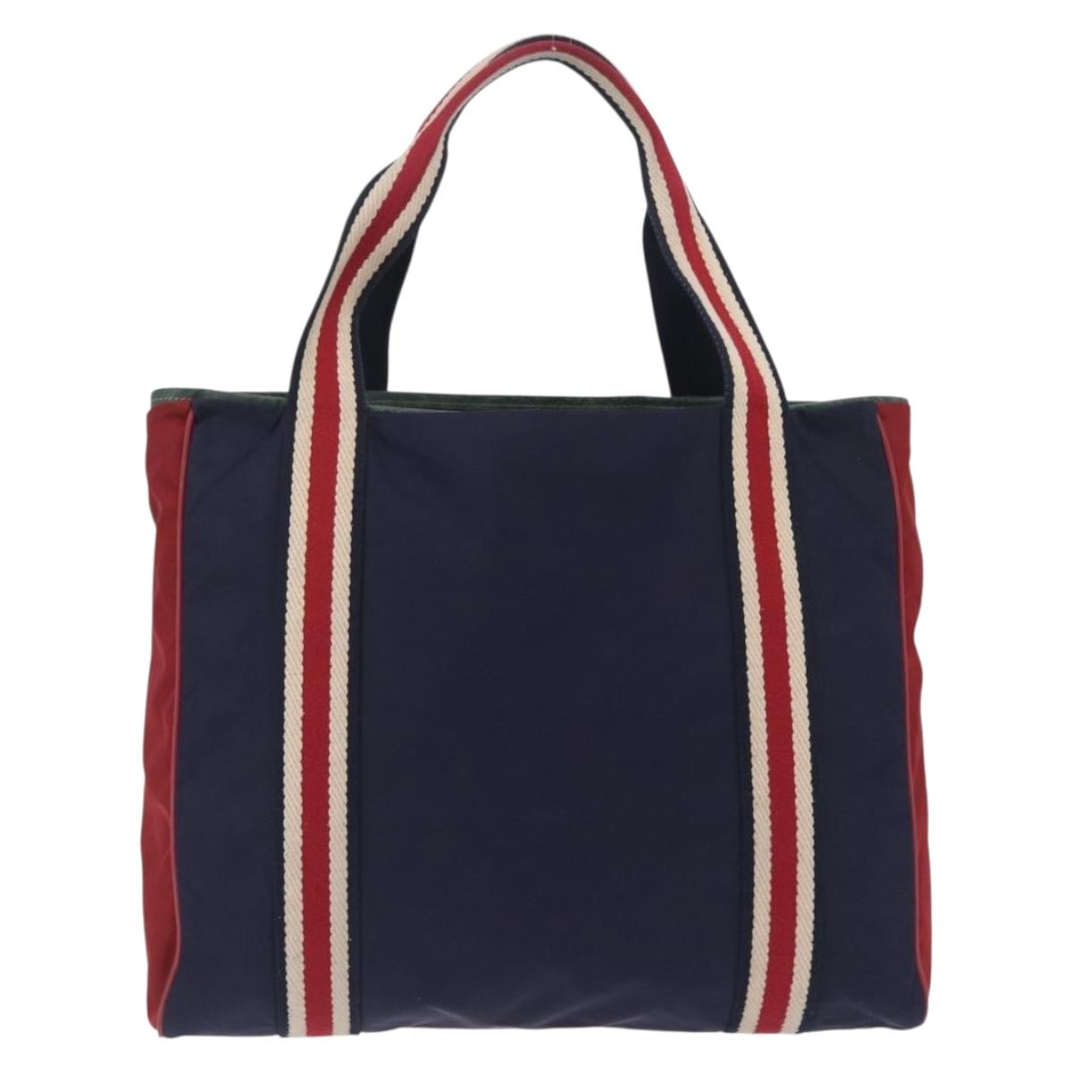 GUCCI Tote Bag Nylon Navy Silver 189665 Auth ka6892