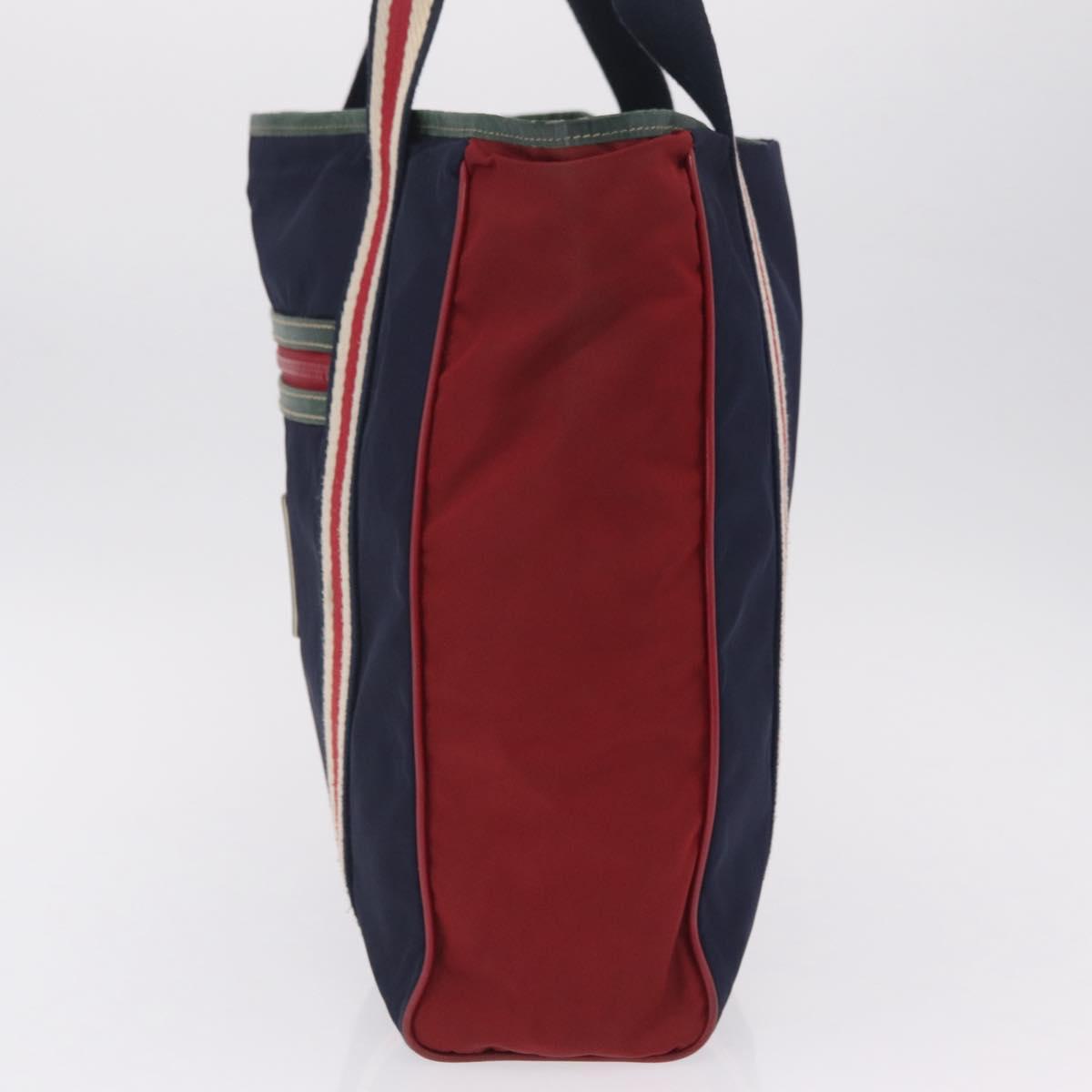 GUCCI Tote Bag Nylon Navy Silver 189665 Auth ka6892