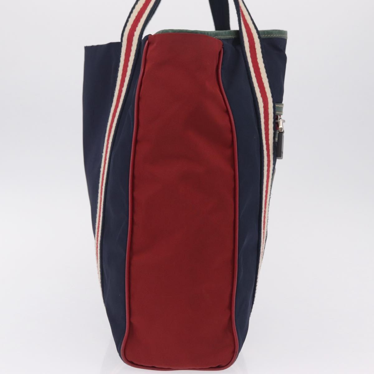 GUCCI Tote Bag Nylon Navy Silver 189665 Auth ka6892