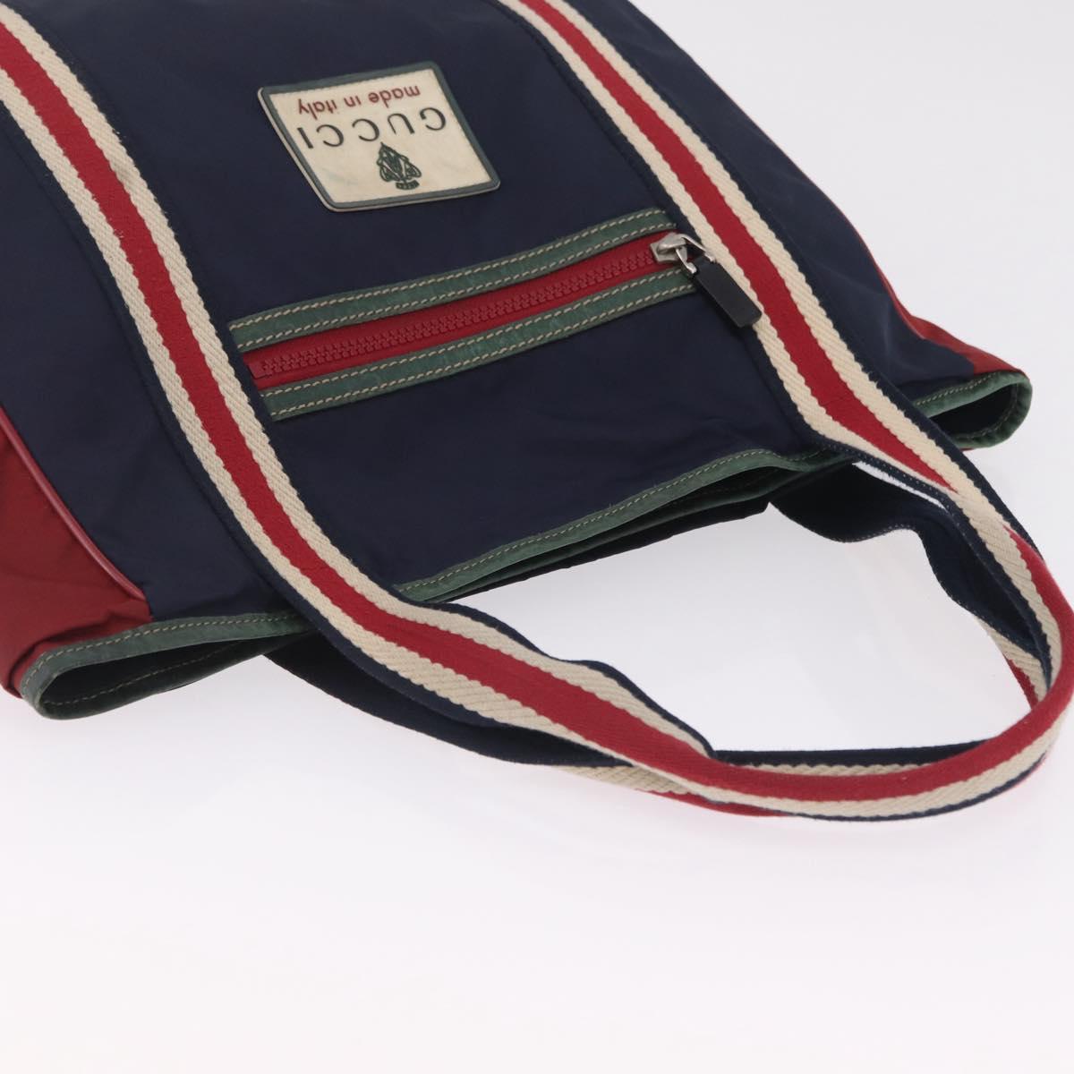 GUCCI Tote Bag Nylon Navy Silver 189665 Auth ka6892