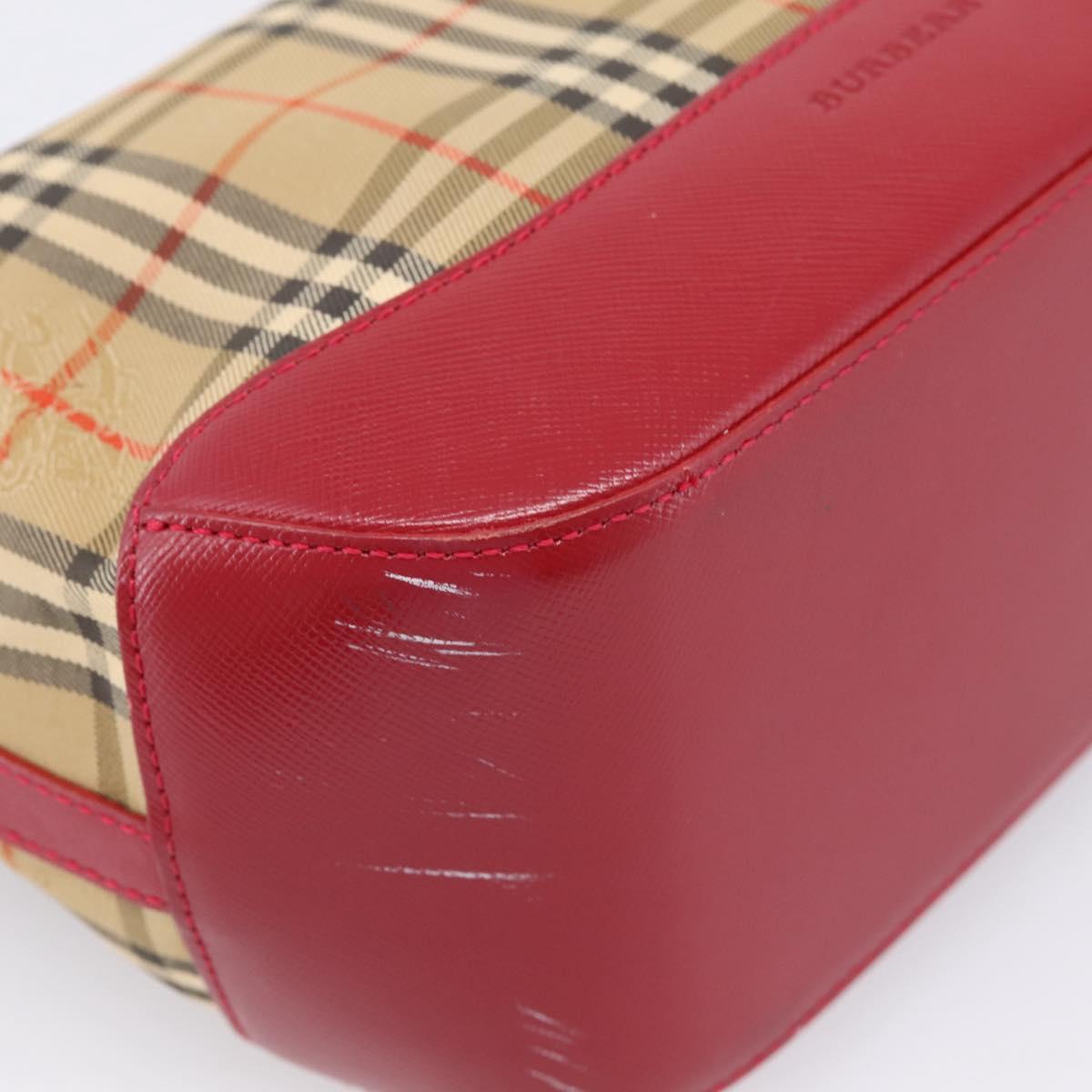 BURBERRY Nova Check Hand Bag Canvas Beige Gold Auth ka6895