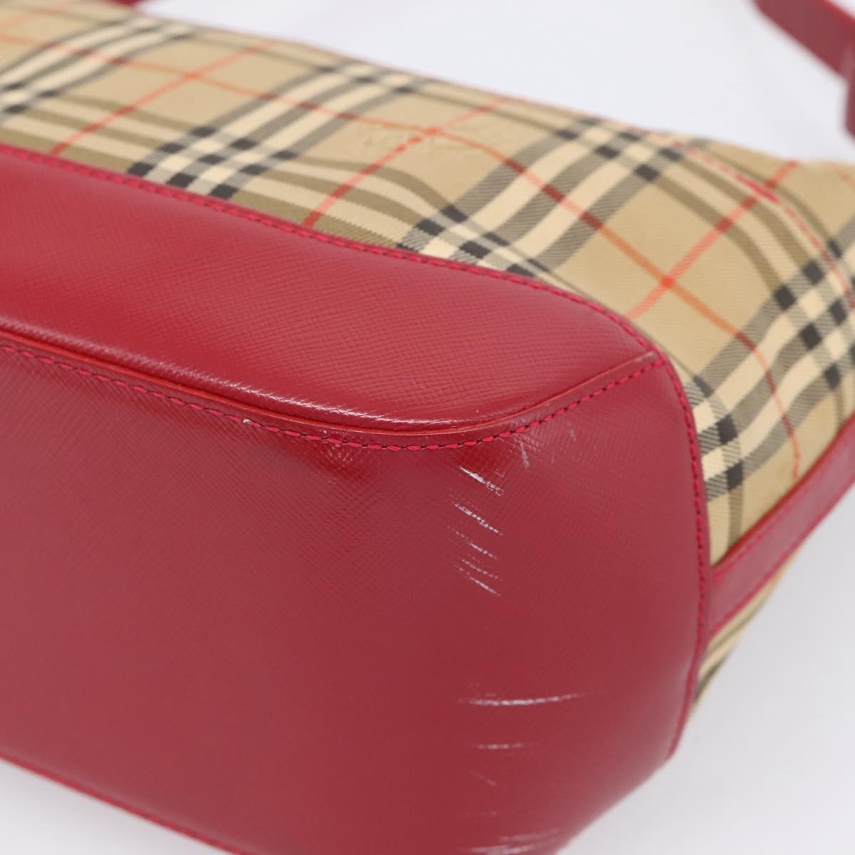 BURBERRY Nova Check Hand Bag Canvas Beige Gold Auth ka6895