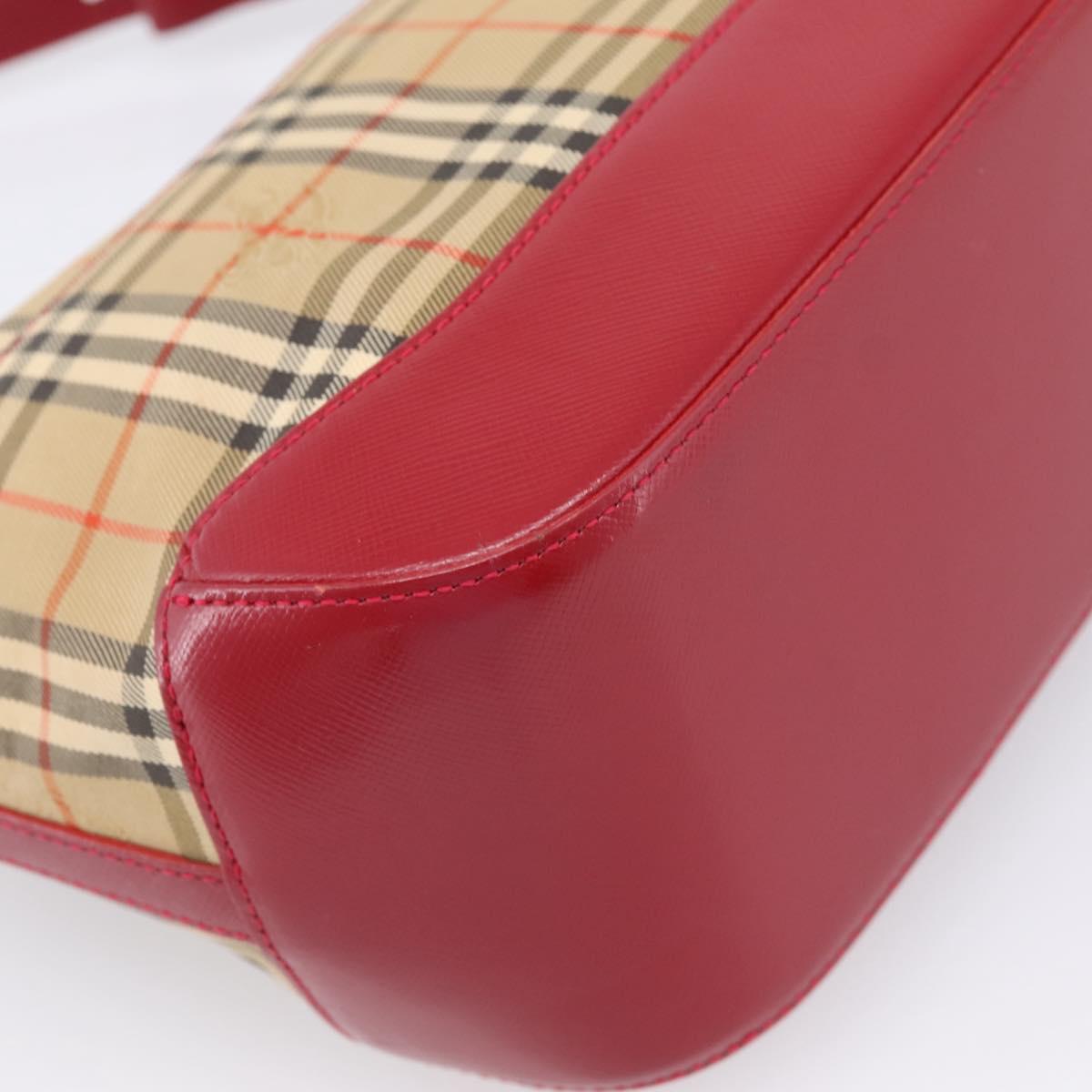 BURBERRY Nova Check Hand Bag Canvas Beige Gold Auth ka6895