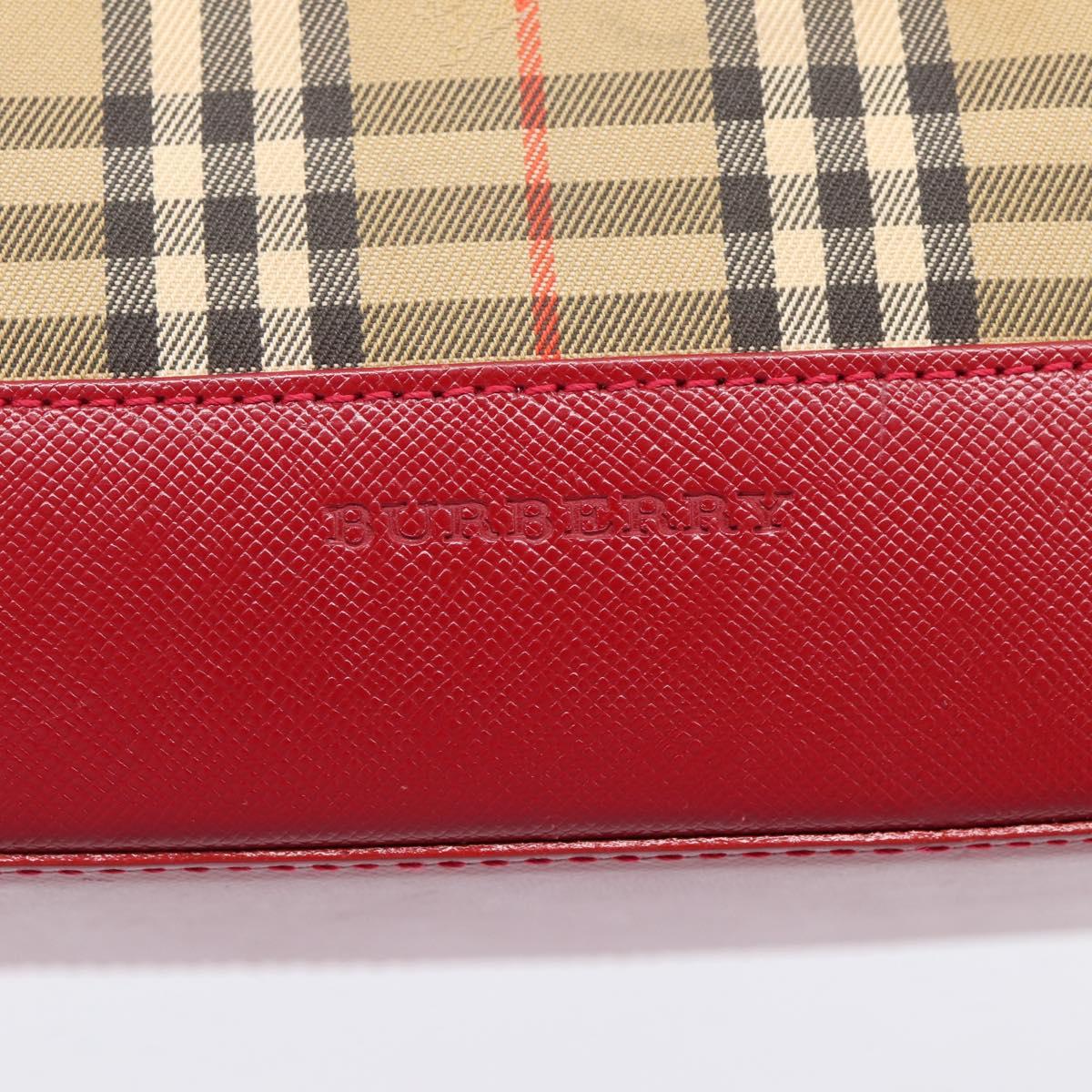 BURBERRY Nova Check Hand Bag Canvas Beige Gold Auth ka6895