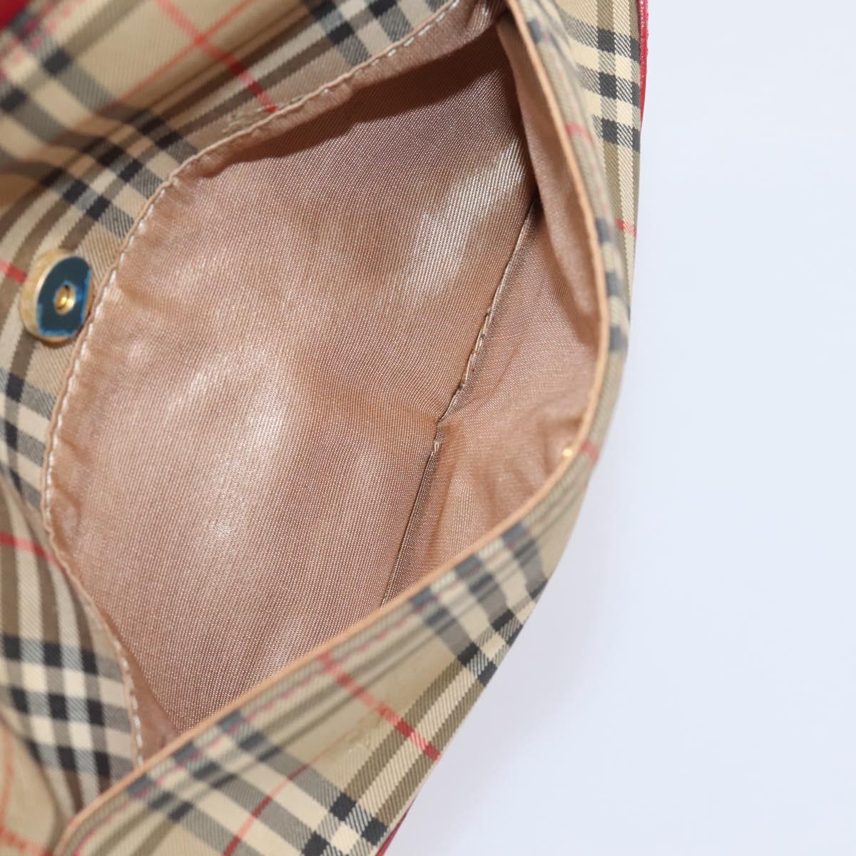 BURBERRY Nova Check Hand Bag Canvas Beige Gold Auth ka6895
