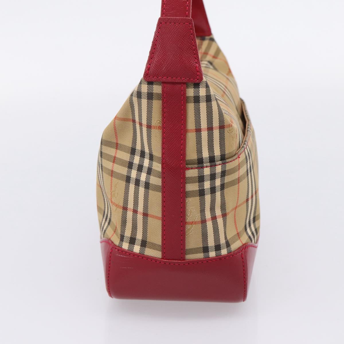 BURBERRY Nova Check Hand Bag Canvas Beige Gold Auth ka6895