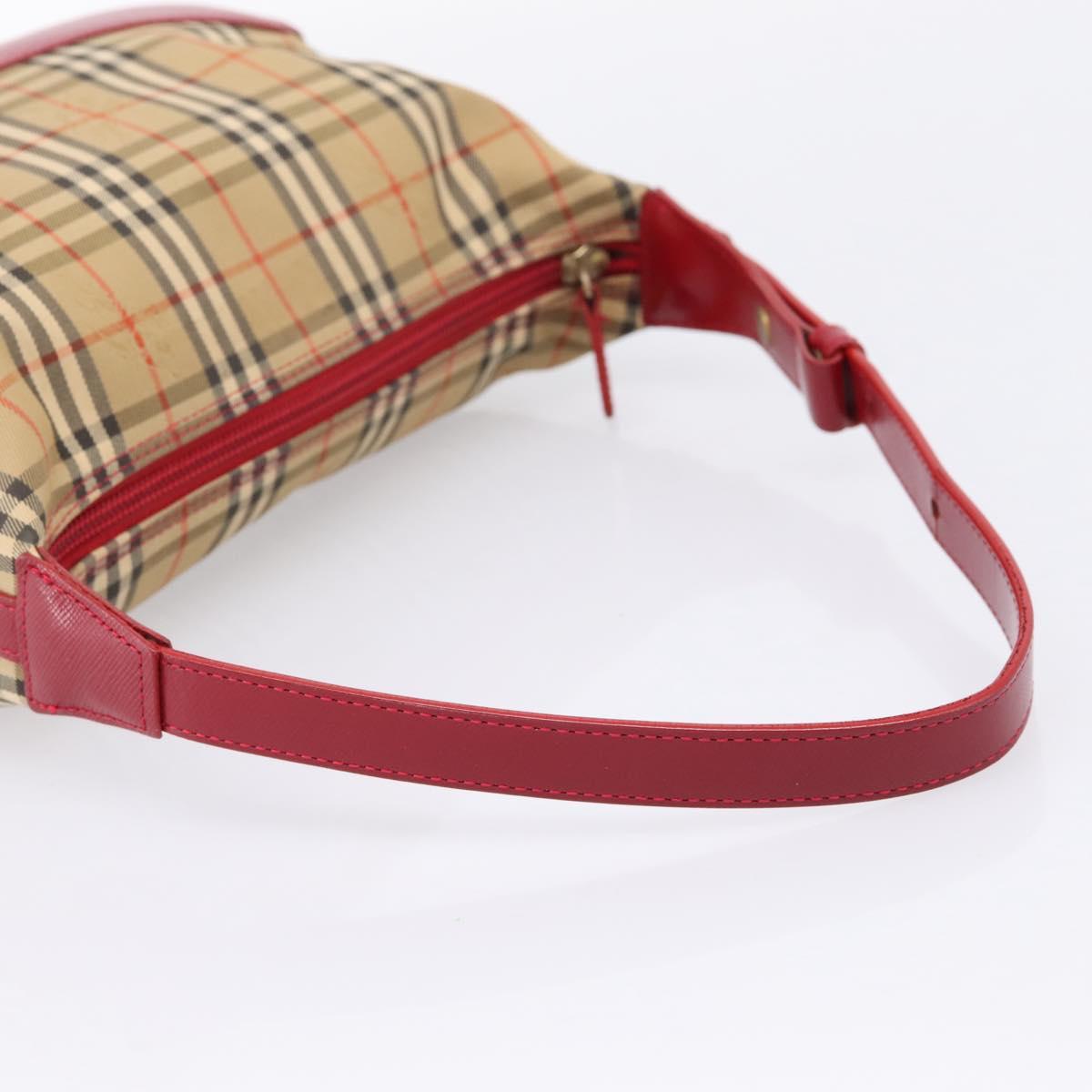 BURBERRY Nova Check Hand Bag Canvas Beige Gold Auth ka6895