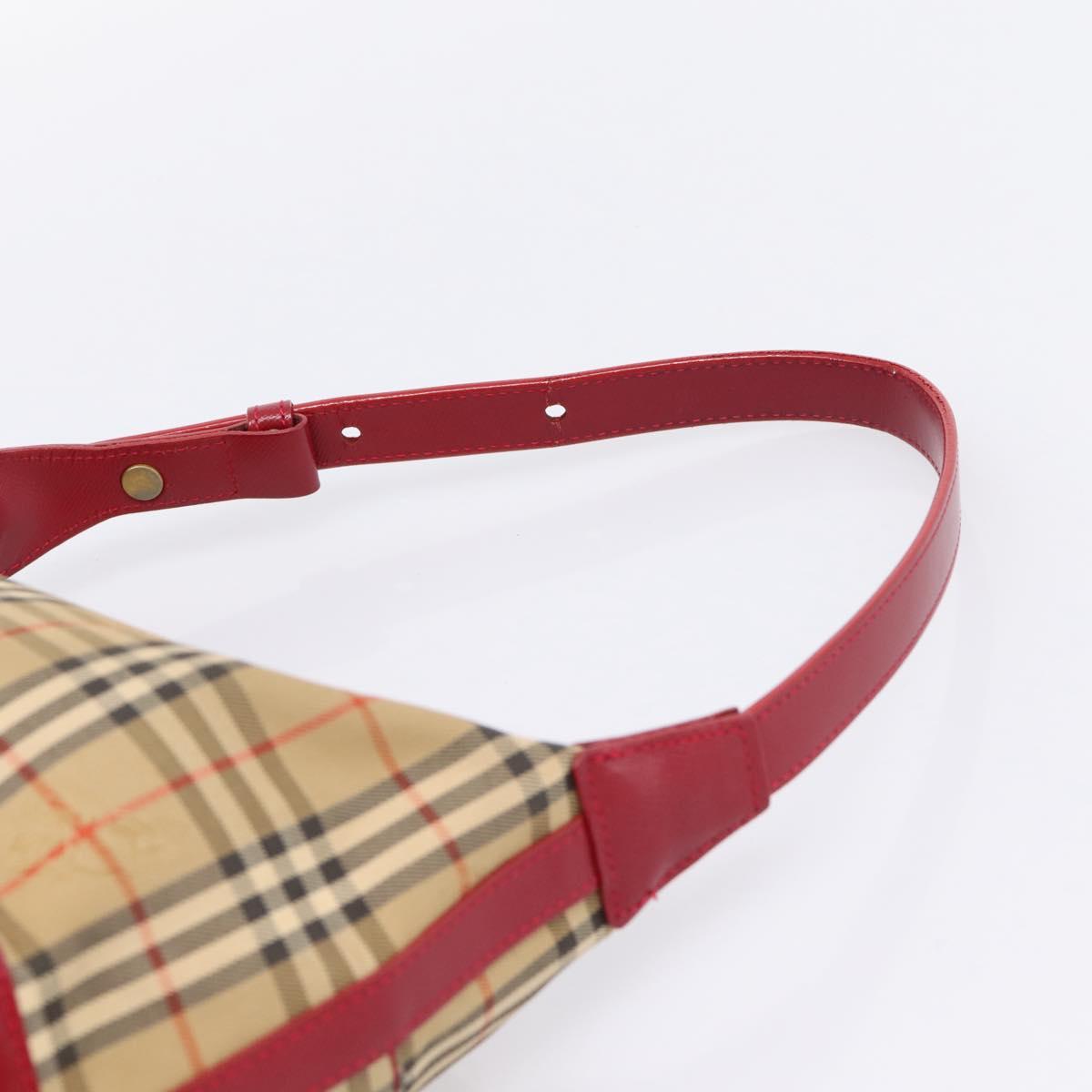 BURBERRY Nova Check Hand Bag Canvas Beige Gold Auth ka6895