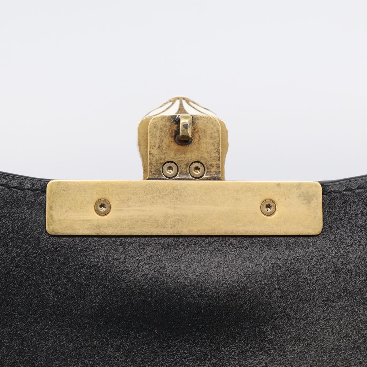 GUCCI GG Supreme Ojiride Bag Leather PVC Leather Beige Black 500781 Auth ka6900A