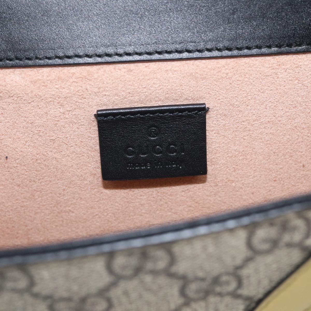 GUCCI GG Supreme Ojiride Bag Leather PVC Leather Beige Black 500781 Auth ka6900A