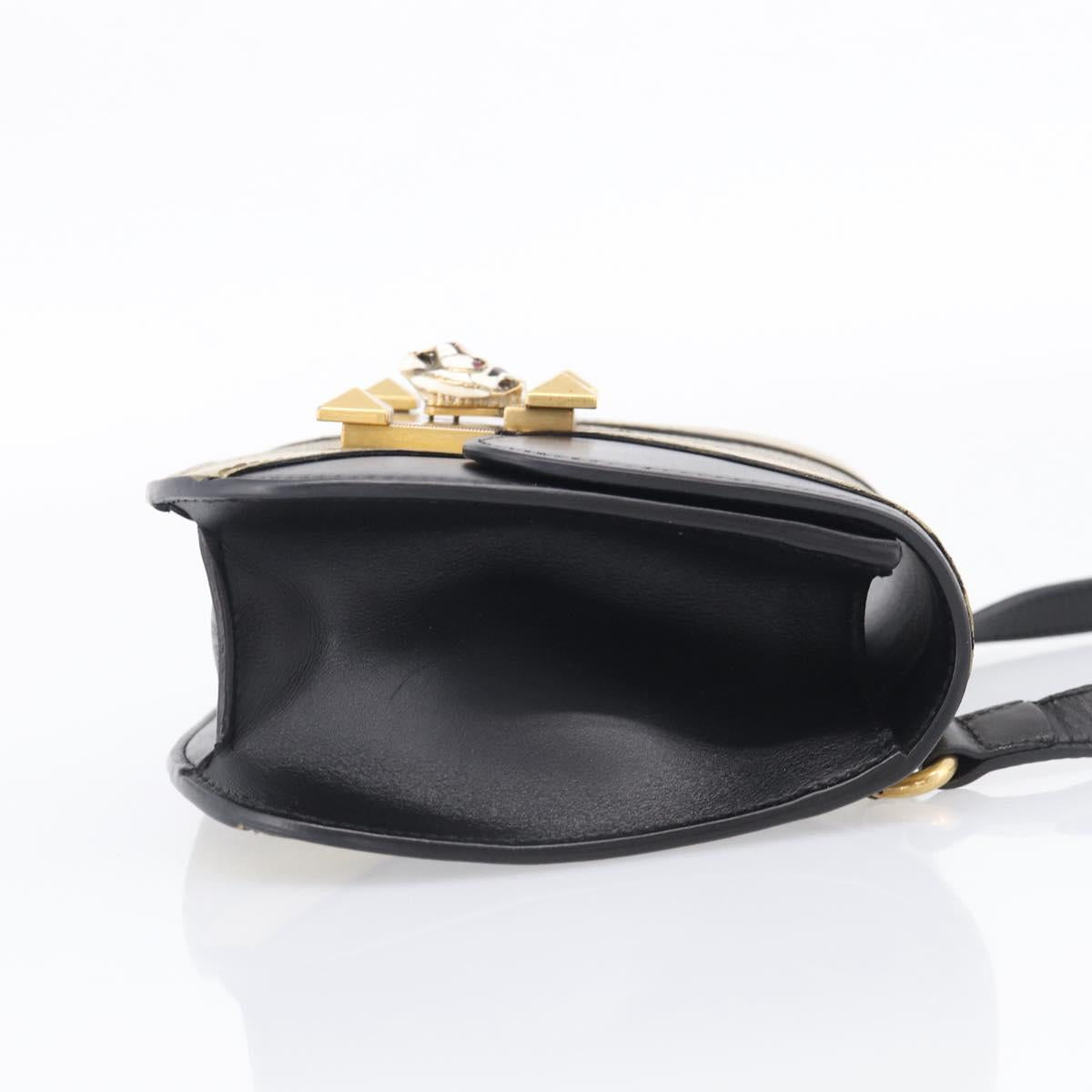GUCCI GG Supreme Ojiride Bag Leather PVC Leather Beige Black 500781 Auth ka6900A
