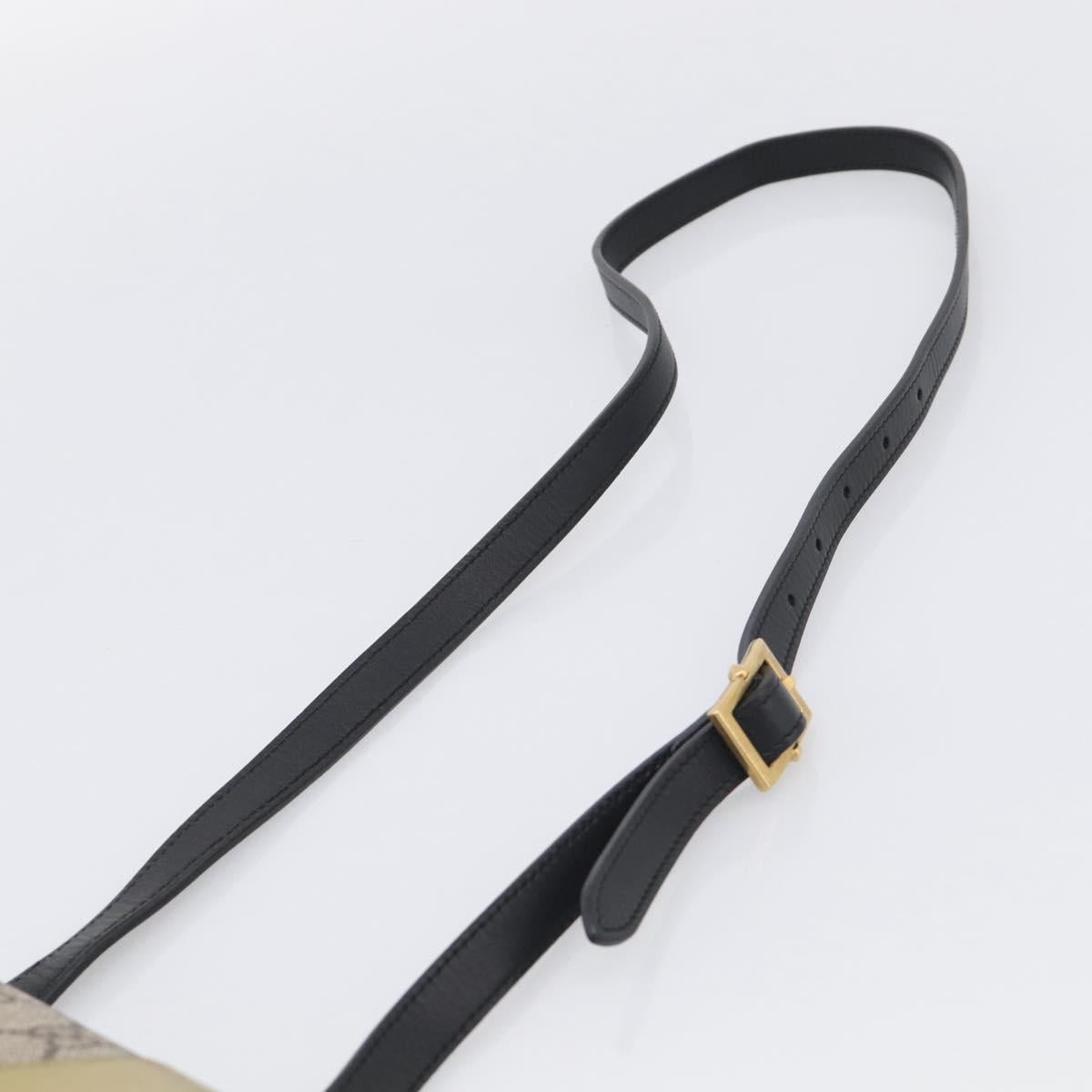 GUCCI GG Supreme Ojiride Bag Leather PVC Leather Beige Black 500781 Auth ka6900A