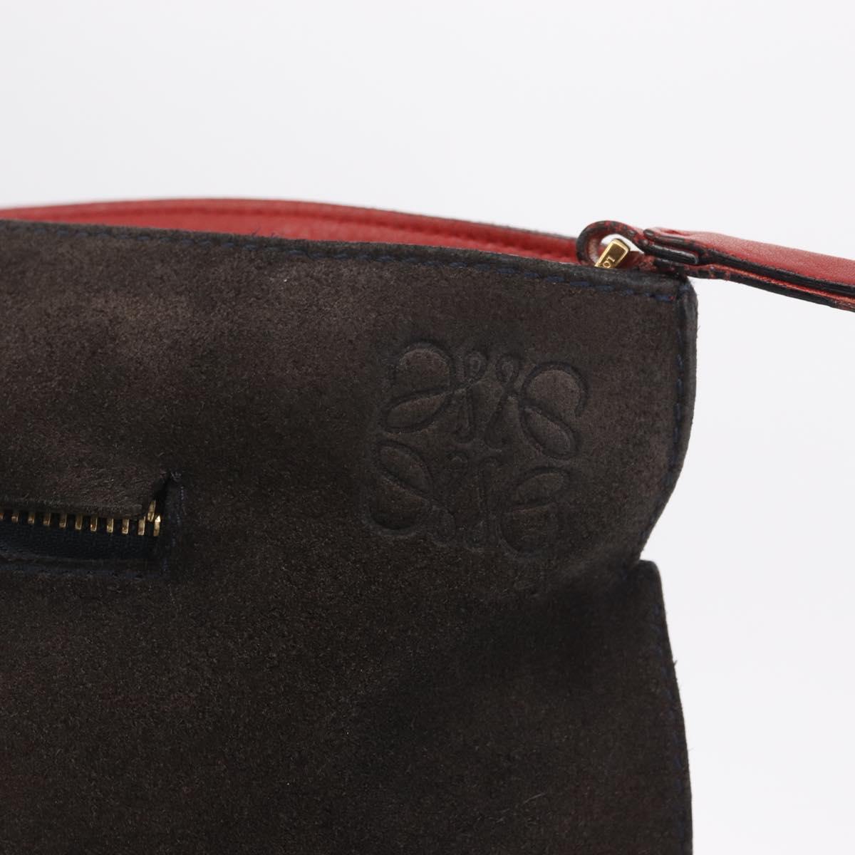 LOEWE Anton Shoulder Bag Suede Brown Gold Auth ka6903