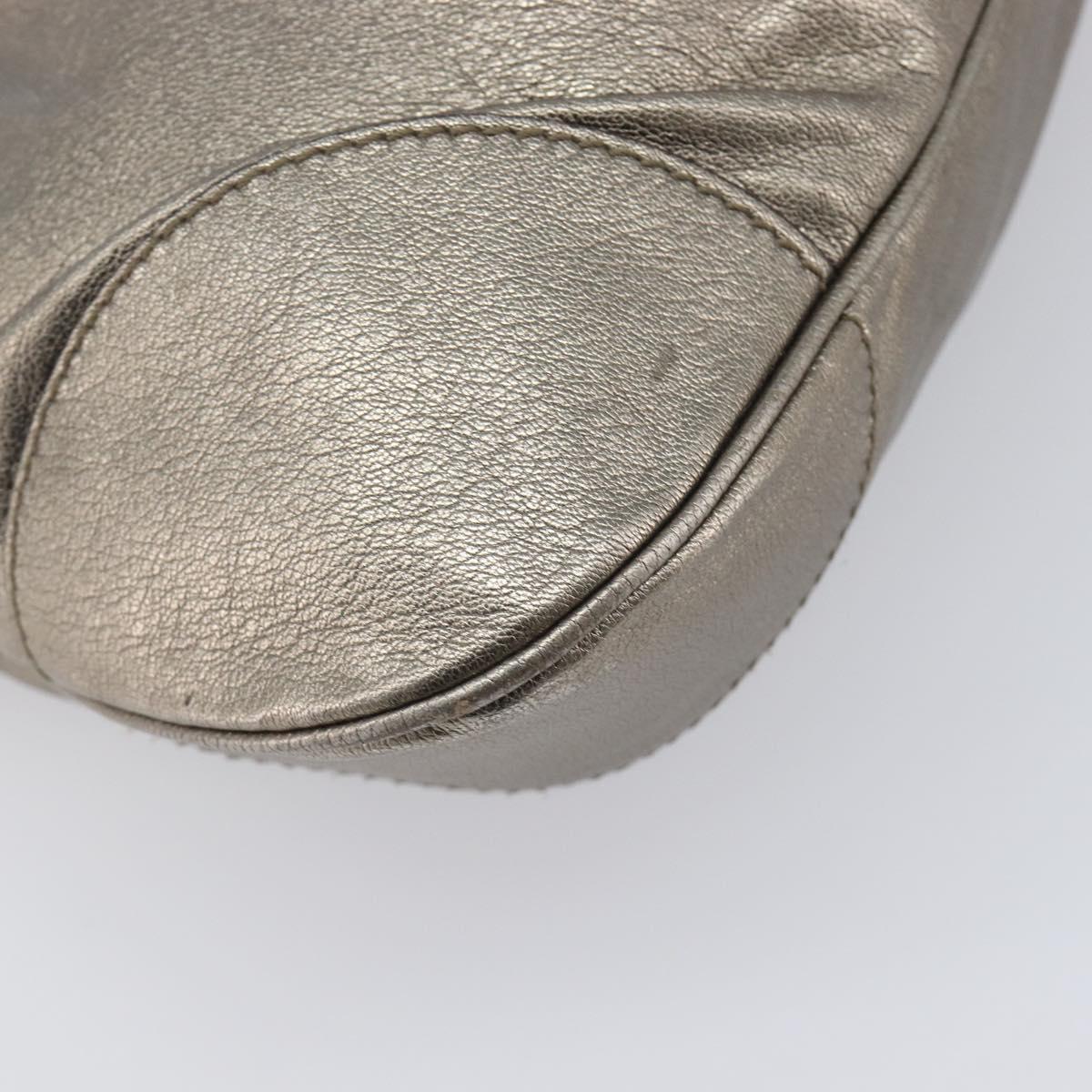 Salvatore Ferragamo Gancini Hand Bag Leather Gold Auth ka6904A