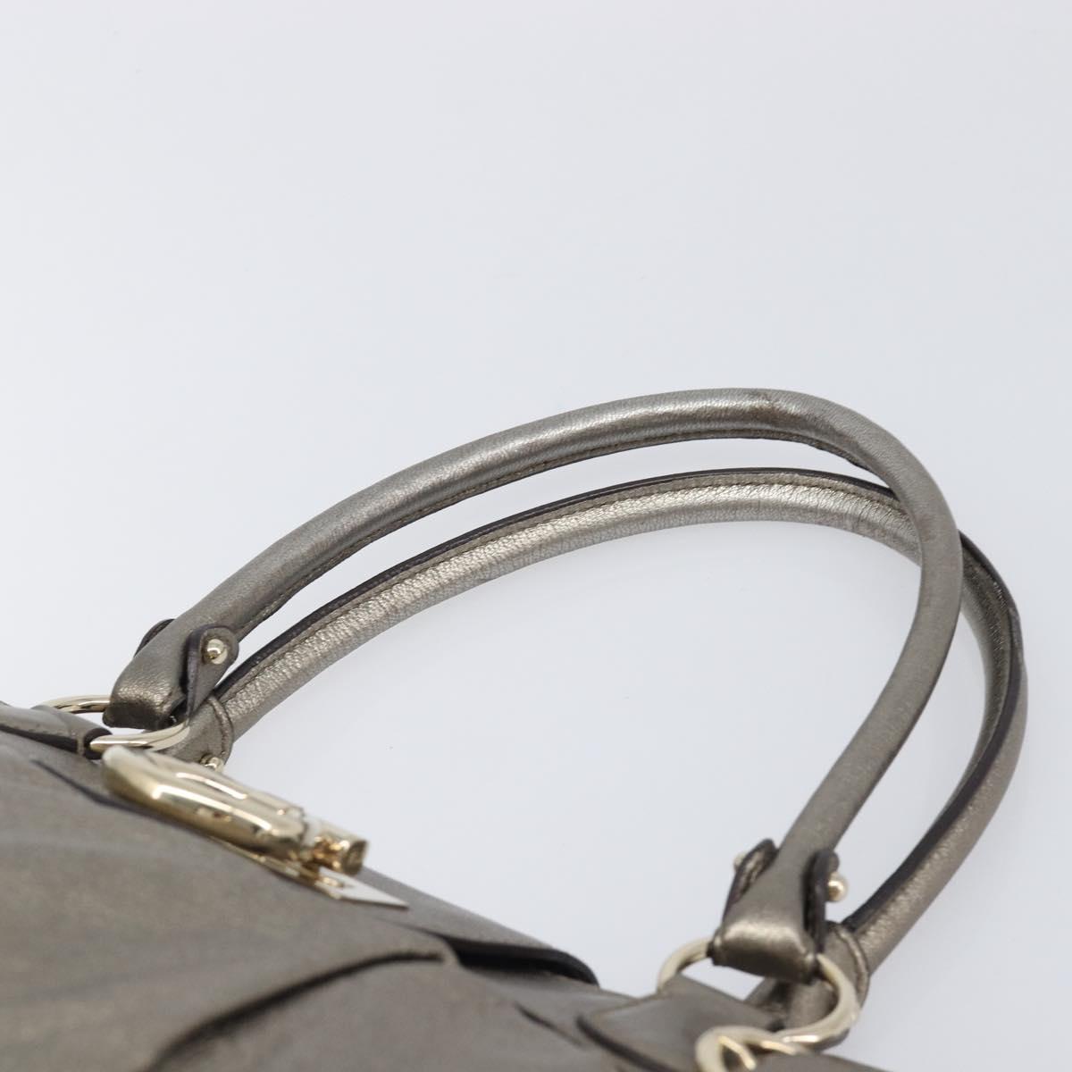 Salvatore Ferragamo Gancini Hand Bag Leather Gold Auth ka6904A