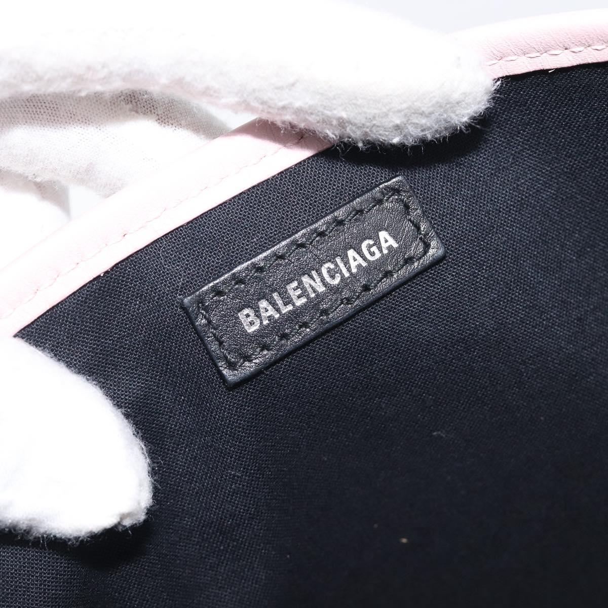 Balenciaga Navy Cabas Hand Bag Canvas Pink Silver 339933 Auth ka6905A