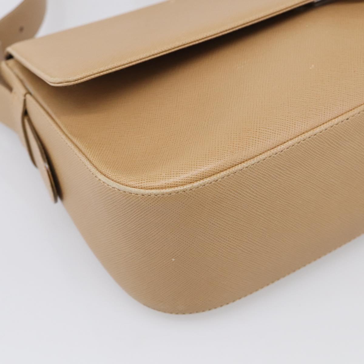 Salvatore Ferragamo Shoulder Bag Leather Beige Silver Auth ka6906