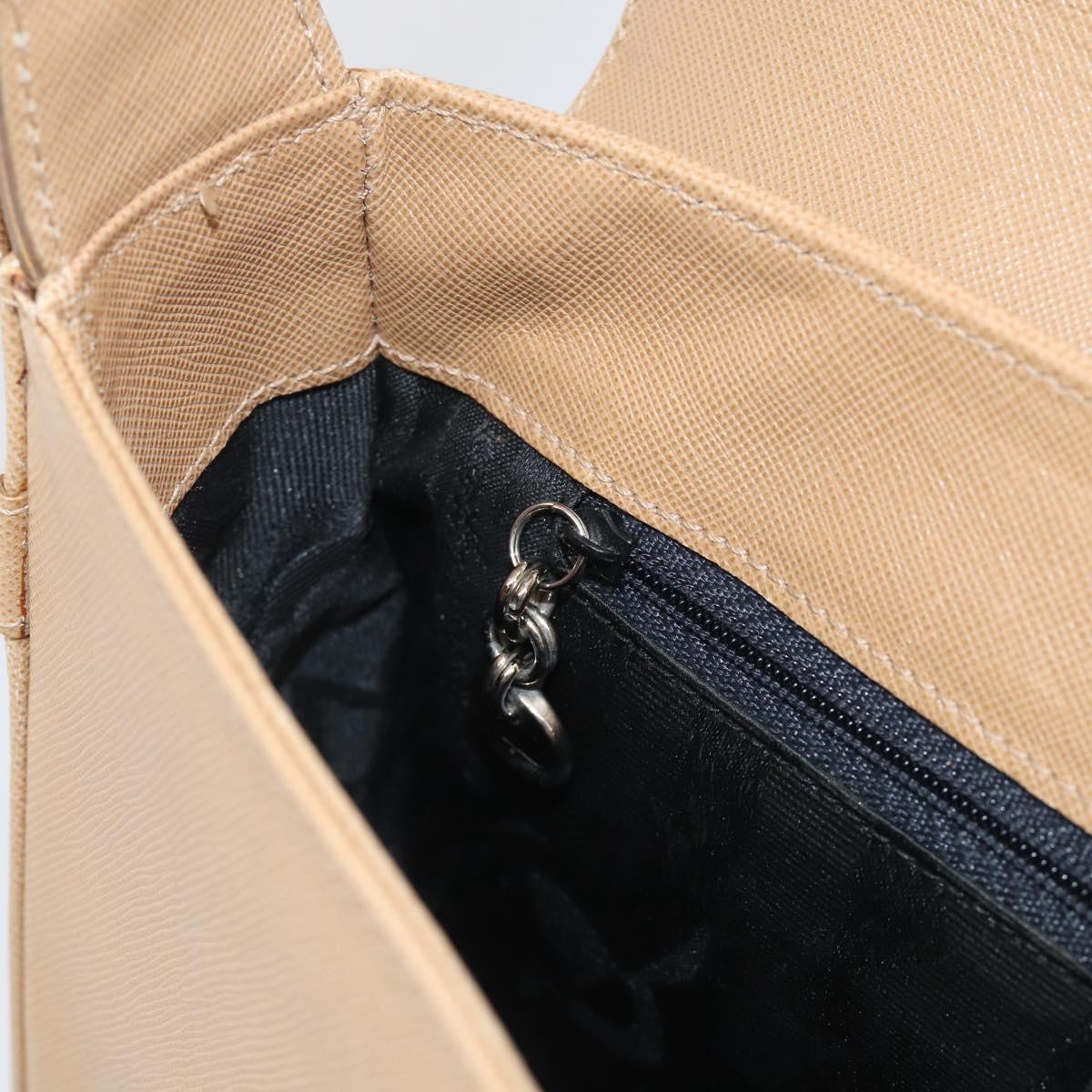 Salvatore Ferragamo Shoulder Bag Leather Beige Silver Auth ka6906