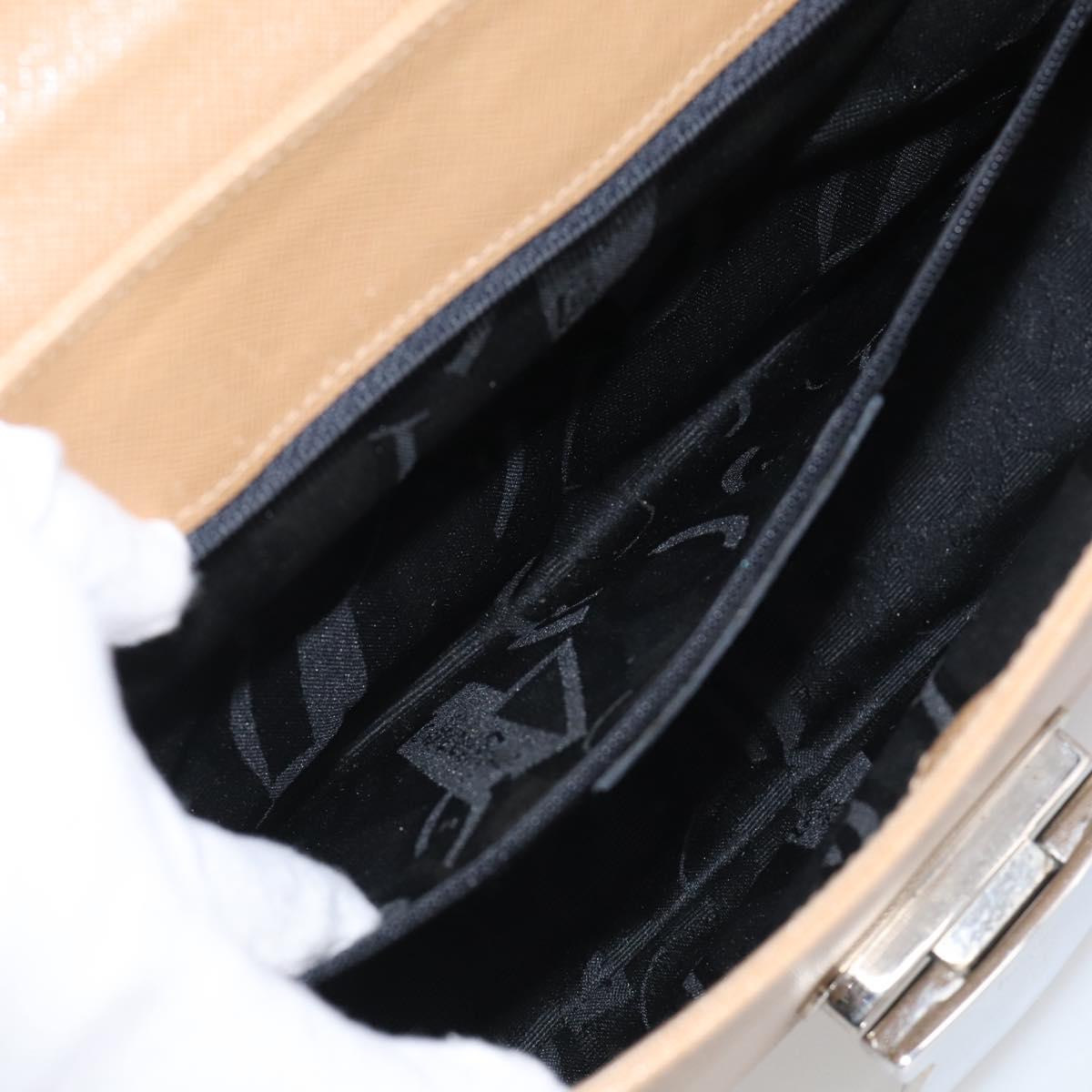 Salvatore Ferragamo Shoulder Bag Leather Beige Silver Auth ka6906