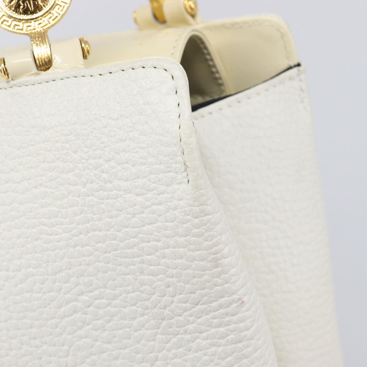 Gianni Versace Sunburst Tote Bag Leather White Gold Auth ka6908A