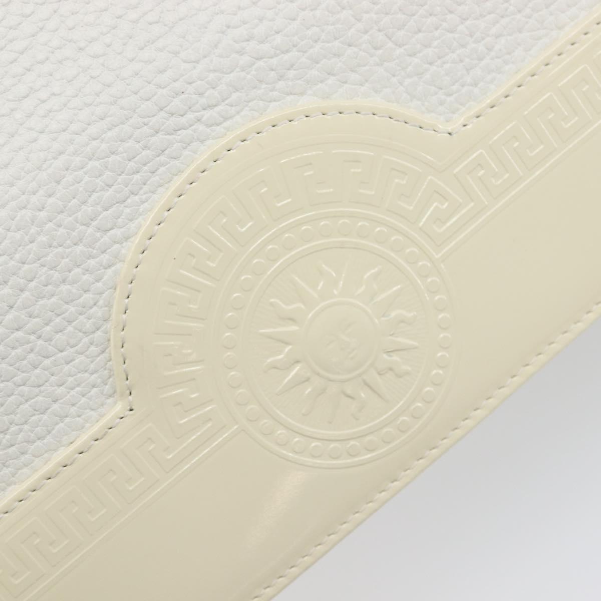Gianni Versace Sunburst Tote Bag Leather White Gold Auth ka6908A